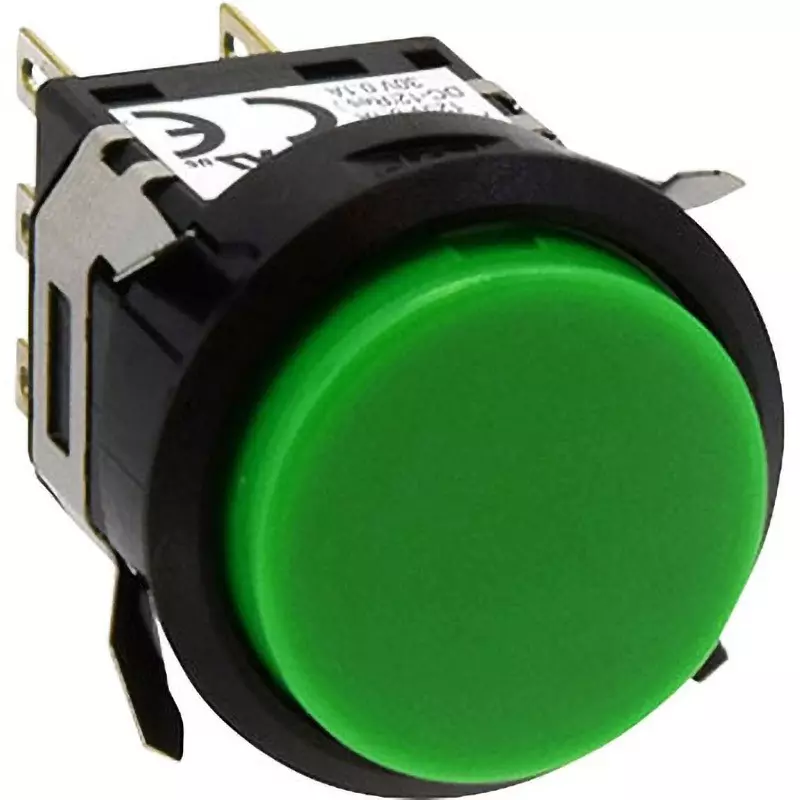 IDEC Ma Series Push Button Switch (Round) 1C Soldering Tab 110 Terminal Green, Ma8B-A119G