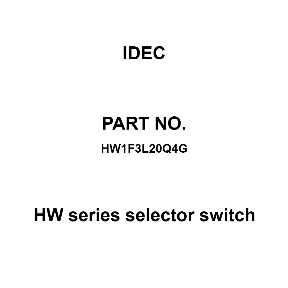 IDEC HW Series selector switch 600 V Silver Contacts 10A, HW1F3L20Q4G