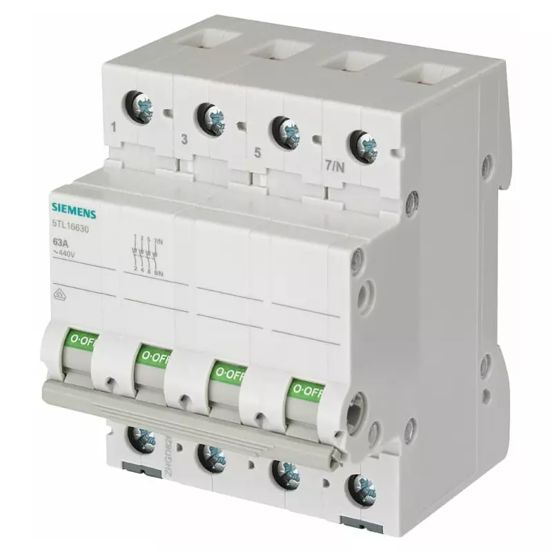 Siemens 3P Pole Isolator Switch - 80A Maximum Current, 5TL1680-0