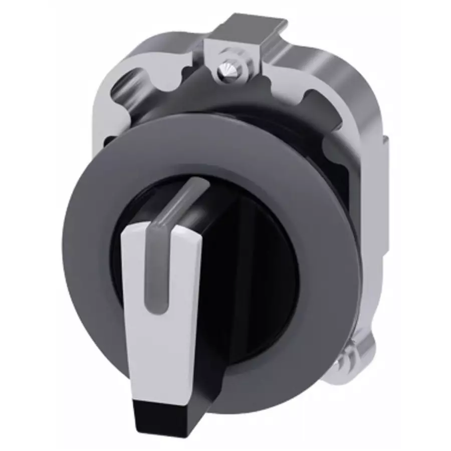 Siemens SIRIUS ACT 3SU10 Series 3 Position Selector Switch Head, 30mm Cutout, Black/White Handle, 3SU1062-2DL60-0AA0