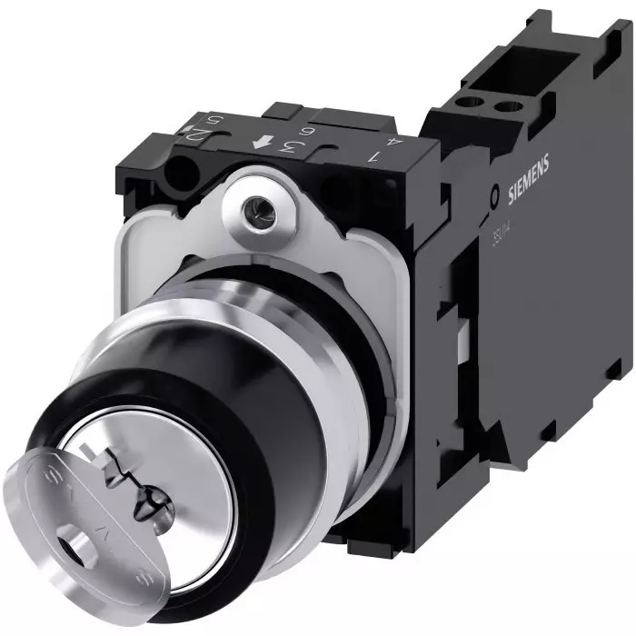 Siemens IP66, IP67, IP69 Key Switch, SPST, SPST 2-Way, 3SU1150-4BF11-3FA0