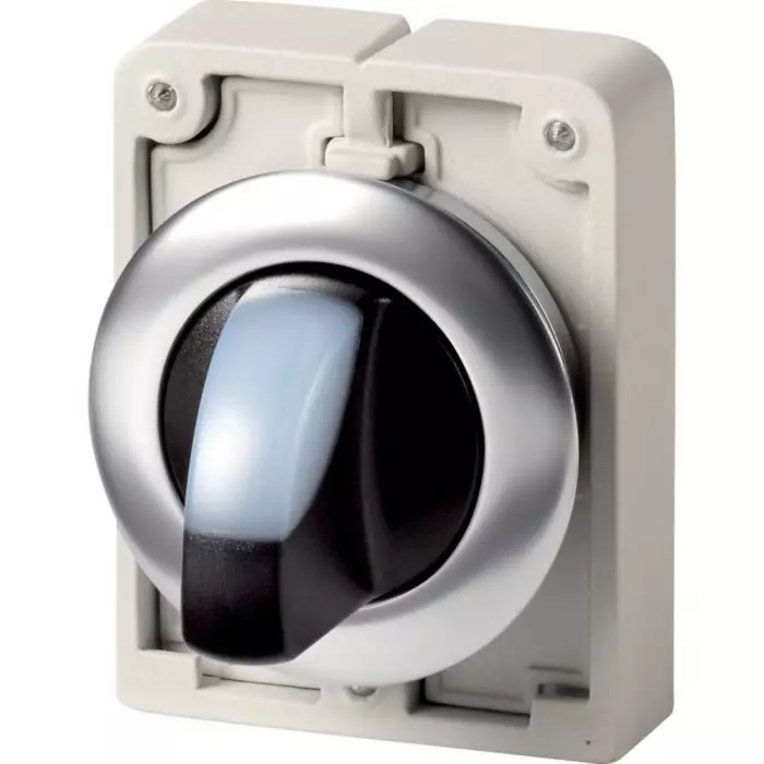 EATON Series M30 Series 2 Position Selector Switch Head, 30 mm Cutout, White Handle, 188069 M30I-FWLK-W