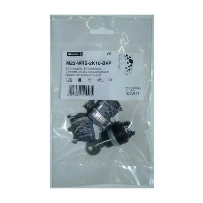EATON IP66 Key Switch, 2 NO, 6A 3-Way Standard-Key, 110920 M22-WRS3-2K10-BVP