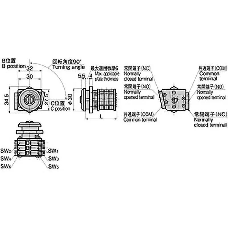 TAKIGEN Operator Key Switch Chrome Plating, S-102-4