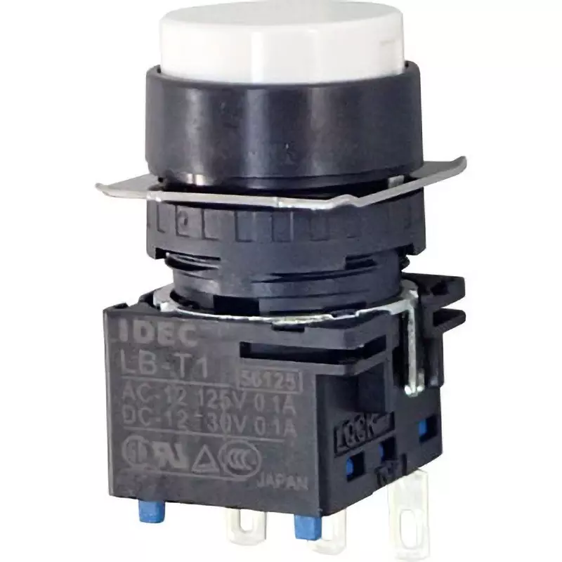 IDEC Lb Series Push Button Switch Round Type Φ18 Mm Bezel Gold ContACts, Lb1B-M1T1W