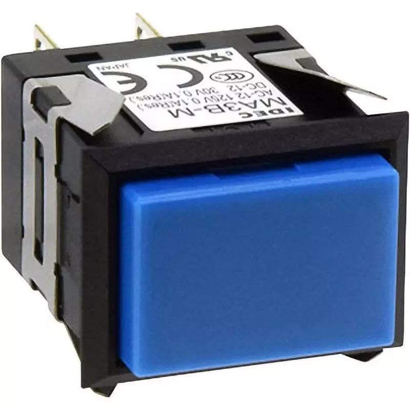 IDEC Ma Series Push Button Switch (Horizontal Row / Square) 1C Soldering Tab 110 Terminal Blue, Ma3B-A139S