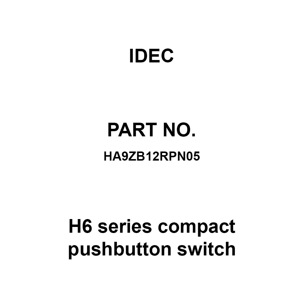 IDEC H6 Series compact pushbutton switch Button Polyacetal Resin, HA9ZB12RPN05 (Pack of 5 Pcs)
