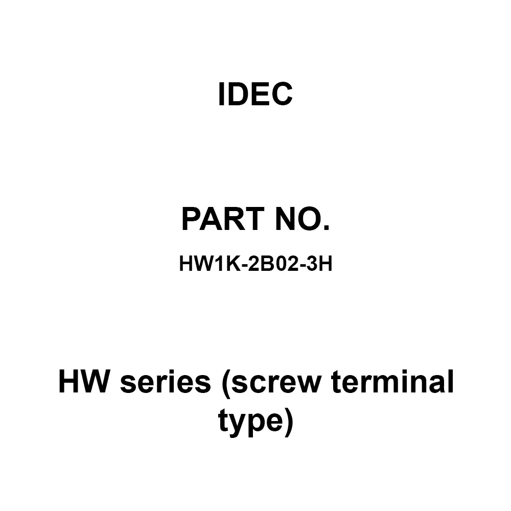 IDEC HW Series (screw terminal type) 2B M3.5 Screw Terminal 600 V, HW1K-2B02-3H