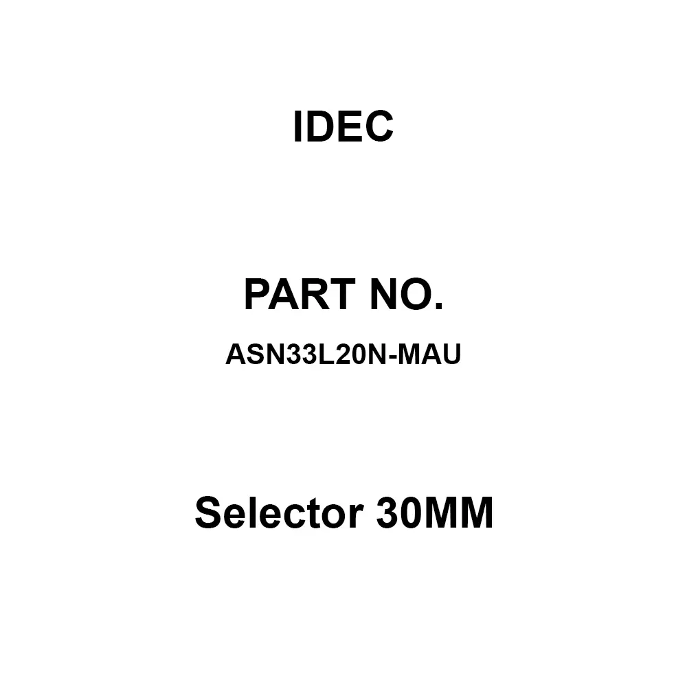 IDEC Selector 30MM 600 V Gold Contacts 10A, ASN33L20N-MAU