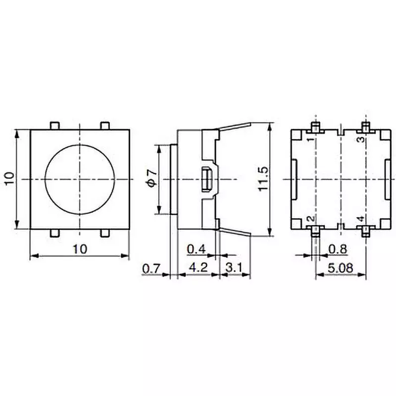 NKK SWITCHES Tactile Switch PC Terminal, JB-15HFBP2