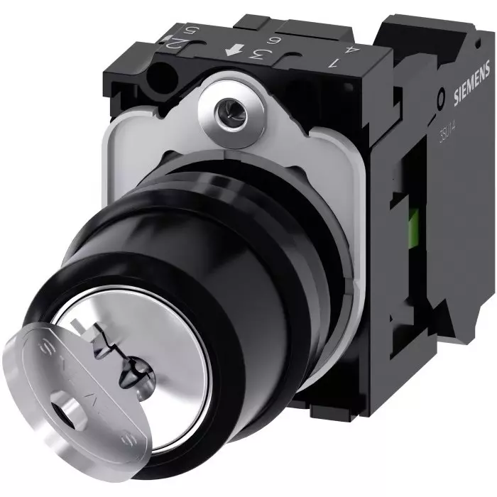 Siemens Key Switch, SPST 2-Way, 3SU1100-4BF11-3BA0