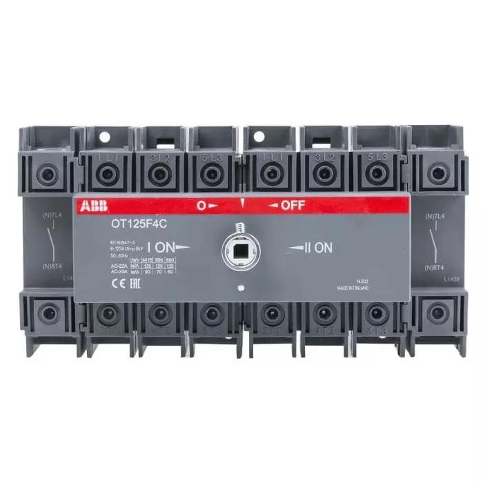 ABB 4P Pole DIN Rail Isolator Switch - 125A Maximum Current, 45kW Power Rating, IP20, OT125F4C1SCA105054R1001