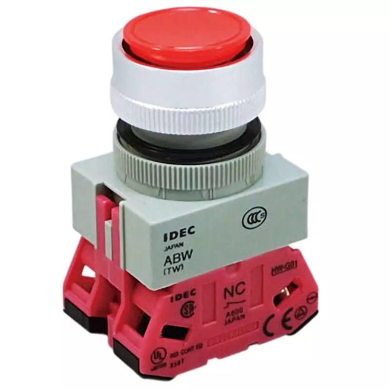 IDEC Diameter 22 Tw Series Push Button Switch Flat Type 2B Screw Terminal Red, Abw102R