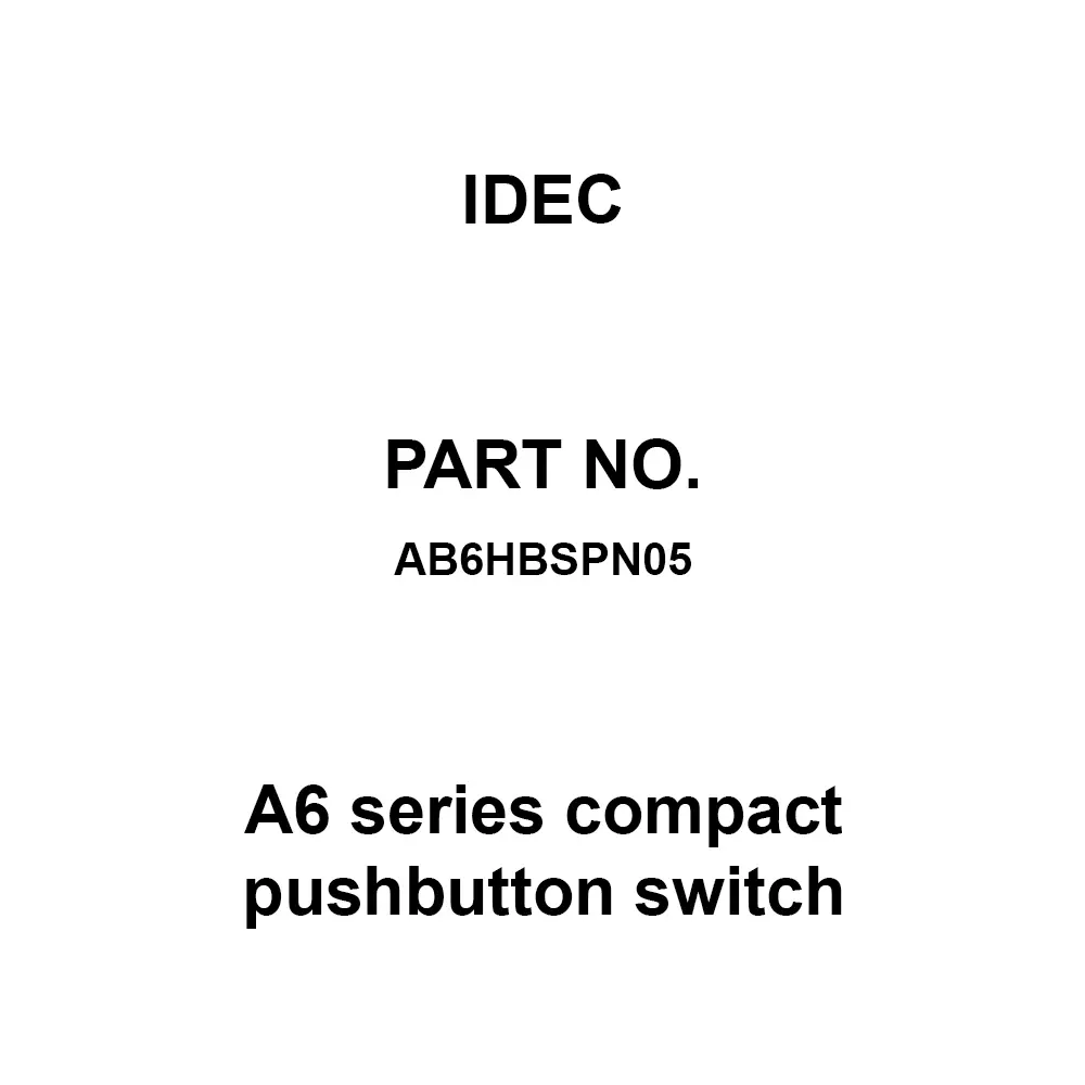IDEC A6 Series compact pushbutton switch Button Polyarylate Resin, AB6HBSPN05 (Pack of 5 Pcs)