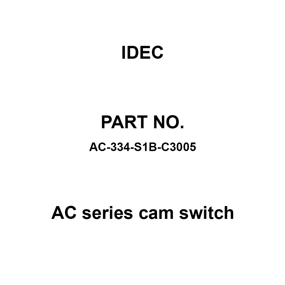 IDEC AC Series cam switch 600 V Silver 10A, AC-334-S1B-C3005