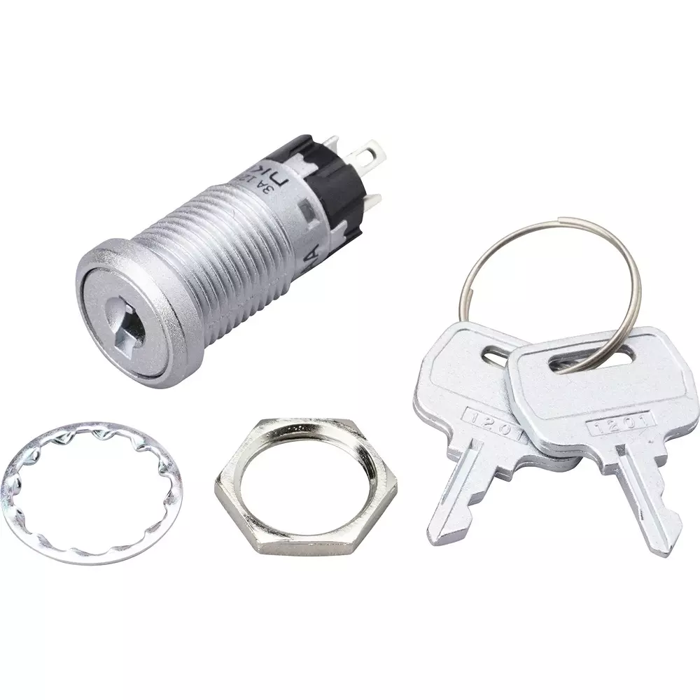NKK SWITCHES Ultra-Compact Key Lock Switch 1 Pole, SK-12AAS1