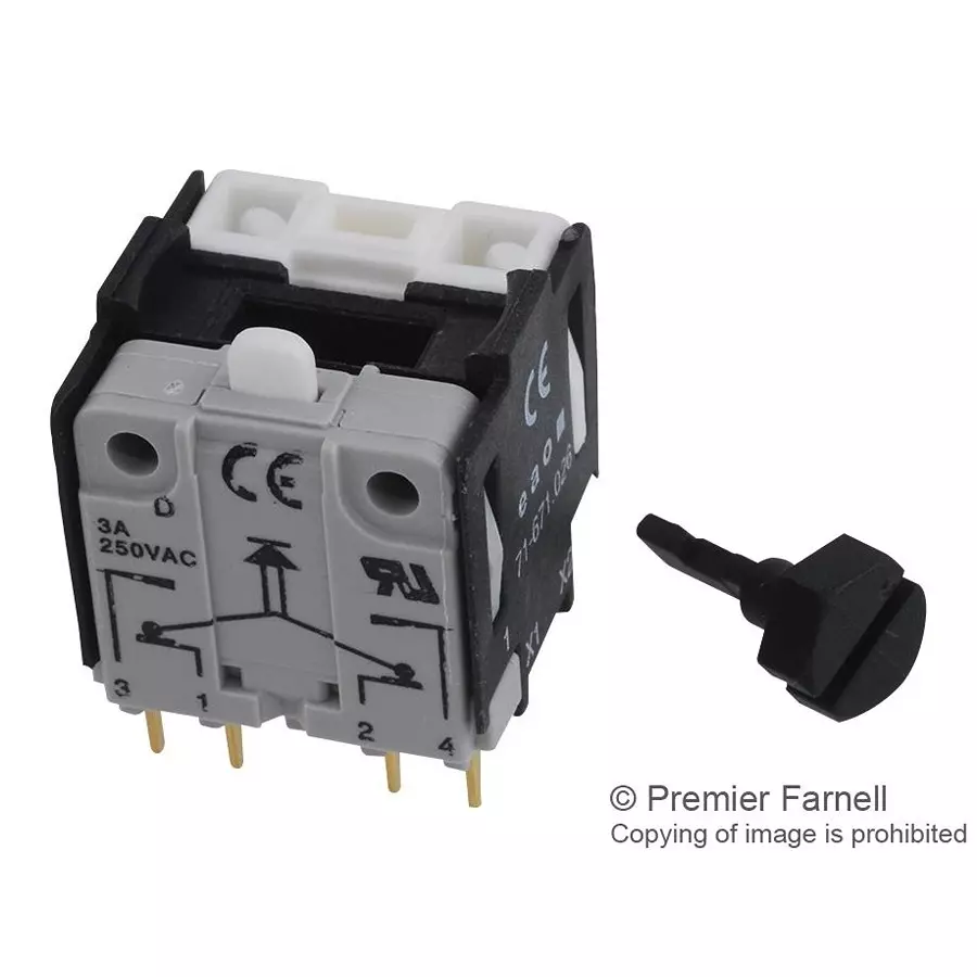 EAO SWITCHING ELEMENT, 1NO/1NC, 3A, PCB, 71-671.026