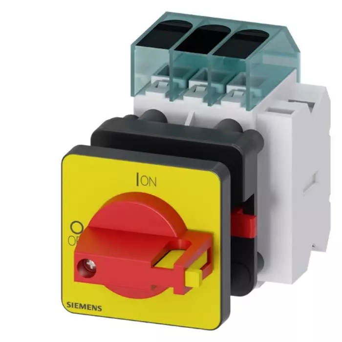 Siemens 3 Pole DIN Rail Isolator Switch - 63A Maximum Current, 22kW Power Rating, IP65, 3LD3450-1TK13