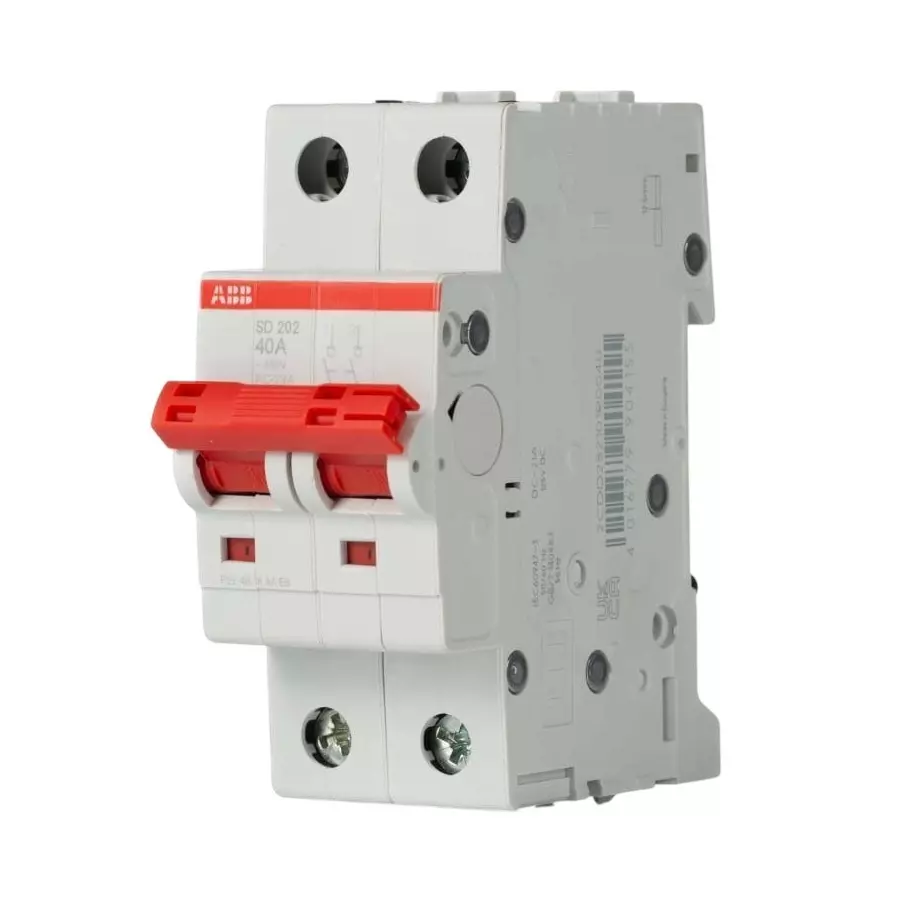 ABB 2P Pole Isolator Switch - 40A Maximum Current, 2CDD282101R0040SD202/40