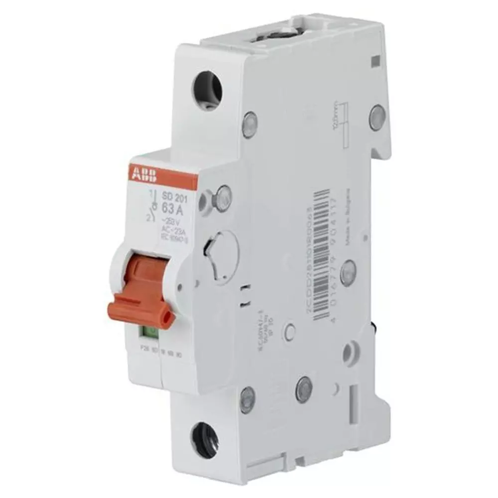 ABB 1P Pole Isolator Switch - 63A Maximum Current, 2CDD281101R0063SD201/63