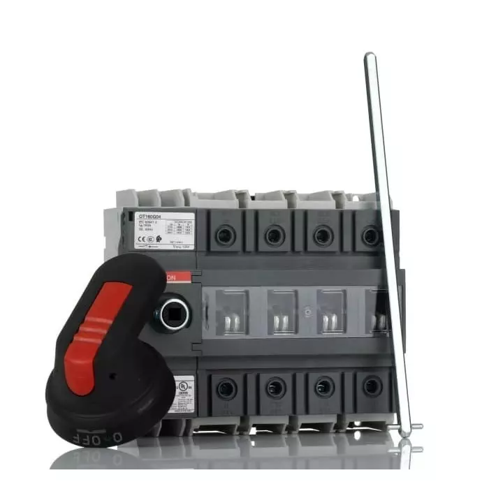 ABB 4P Pole Base Mounting Isolator Switch - 160A Maximum Current, 132kW Power Rating, IP20, OT160G04P1SCA135140R1001