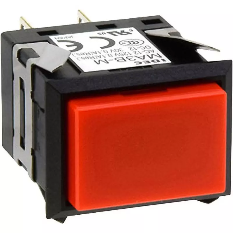 IDEC Ma Series Push Button Switch (Horizontal Row / Square) 1C Soldering Tab 110 Terminal Red, Ma3B-A539R