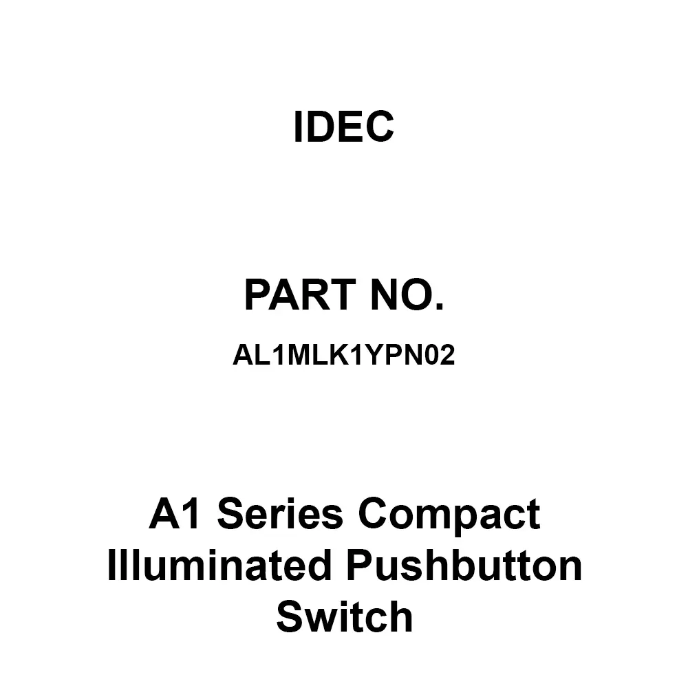 IDEC A1 Series Compact Illuminated Pushbutton Switch Lens Unit, AL1MLK1YPN02 (Pack of 2 Pcs)