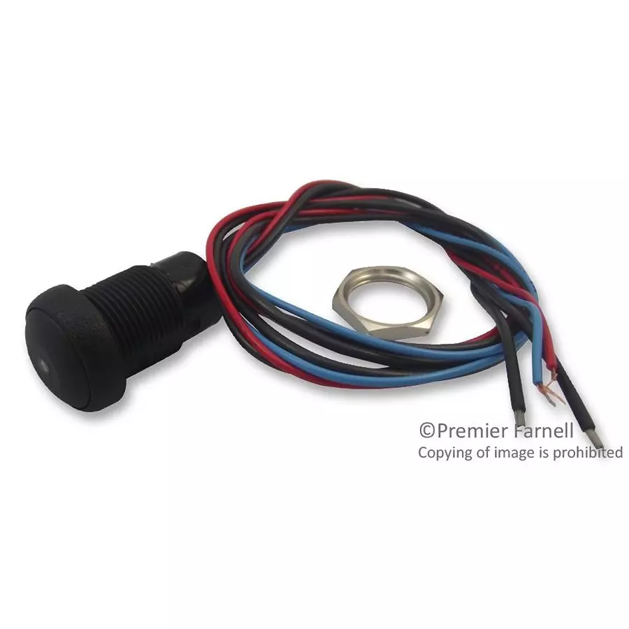 APEM SWITCH, NO, ROUND, BLUE LED, IP67, IRR3F422L0B