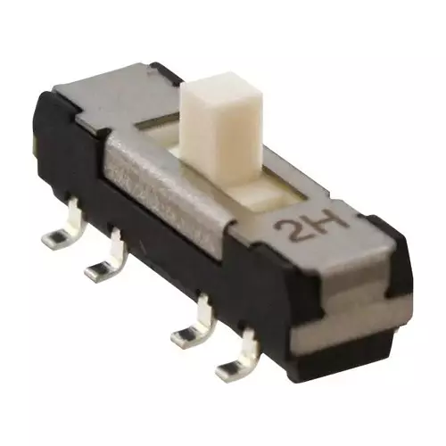 NIDEC COMPONENTS SLIDE SWITCH, SPDT, 0.2A, 12VDC, SMD, CL-SB-12A-01.