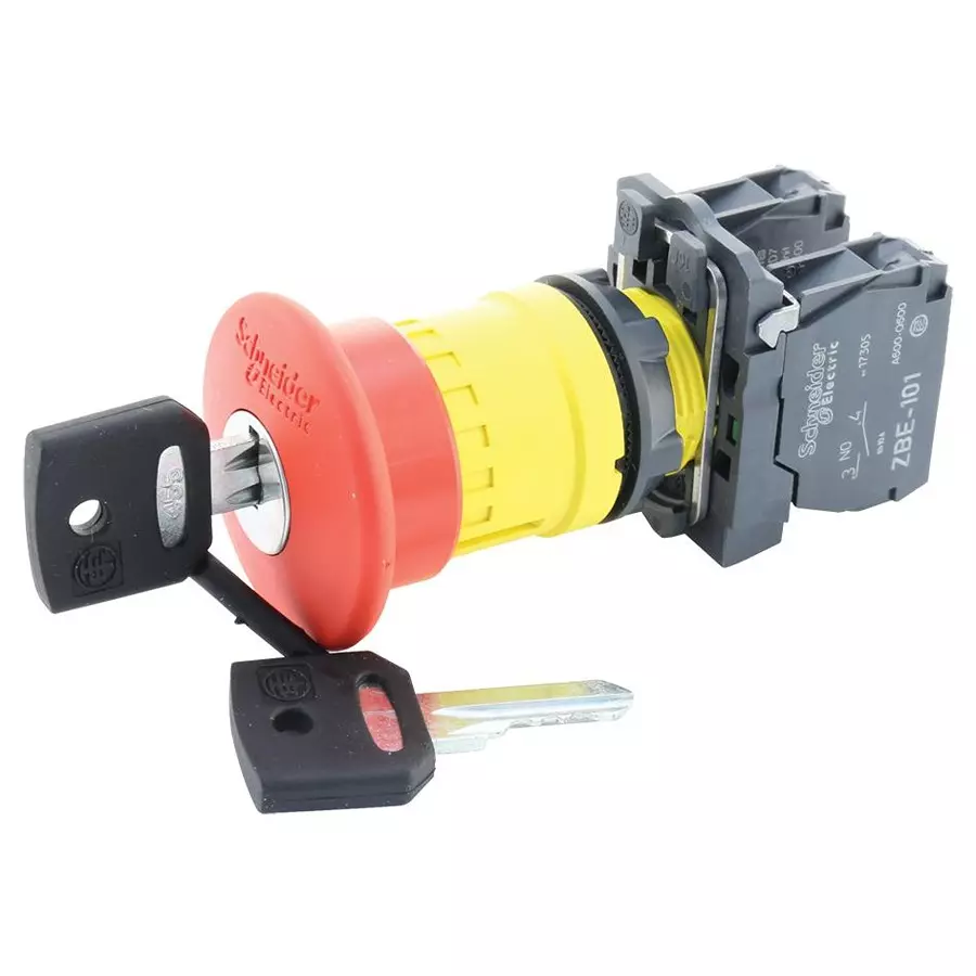 SCHNEIDER ELECTRIC Emergency Stop Switches / E Stop EMERGENCY STOP SW, SPST-NO/NC, 6A, 120V, XB5AS9445