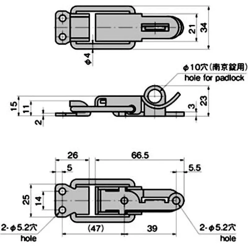 TAKIGEN US Snap Lock Type 2 Zinc Plating Chromate Treatment with Keyhole, C-156