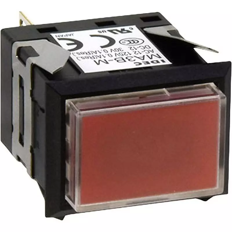 IDEC Ma Series Push Button Switch (Horizontal Row / Square) 1C Soldering Tab 110 Terminal Red, Ma3B-M139Lr
