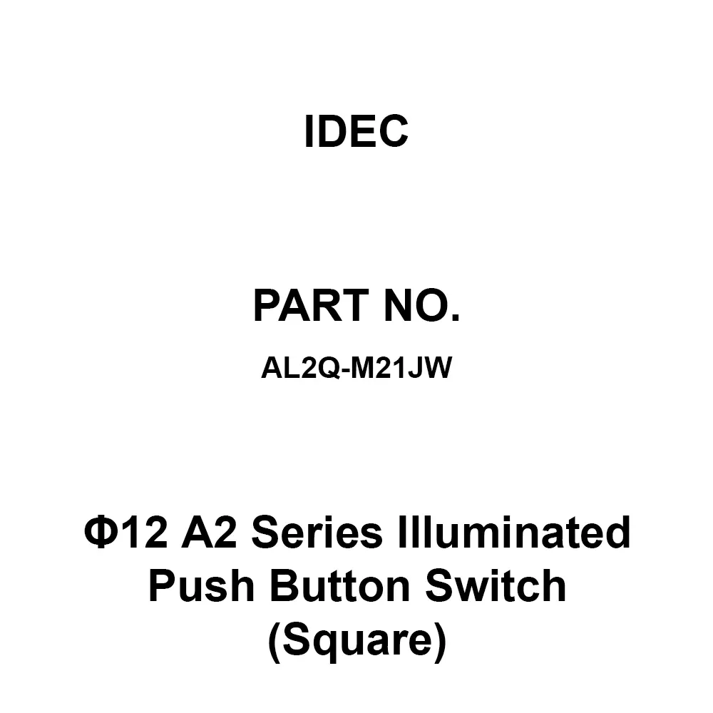 IDEC Φ12 A2 Series Illuminated Push Button Switch (Square) 2C Solder Terminal 250 V, AL2Q-M21JW