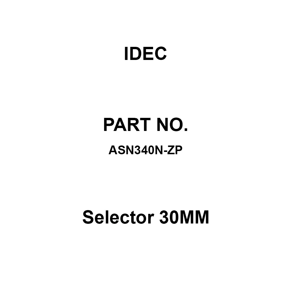 IDEC Selector 30MM 600 V Silver Contacts 10A, ASN340N-ZP