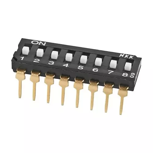 NKK SWITCHES DIP SWITCH, SPST, 0.025A, 24VDC, TH, JS0108AP4