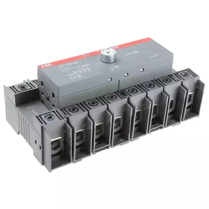 ABB 4P Pole DIN Rail Isolator Switch - 100A Maximum Current, OT100F4C1SCA105019R1001