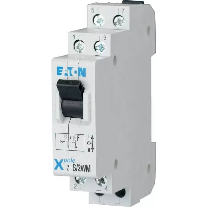 EATON 2 Pole DIN Rail Changeover Switch - 20A Maximum Current, IP40, 248346 Z-S/2WM