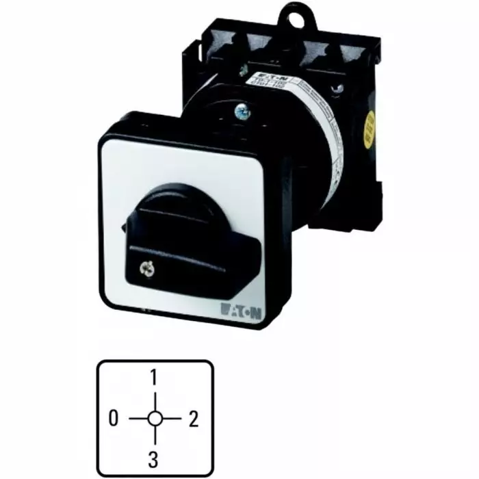 EATON 2P 4 Position 30° Multi Step Cam Switch, 690 V (Volts), 20A, Toggle Actuator, 012838 T0-3-15053/Z