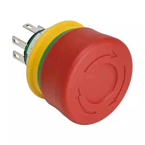 IDEC E-STOP SWITCH, DPST-NC, 3A, 125VAC, XA1E-BV3SG02TR.