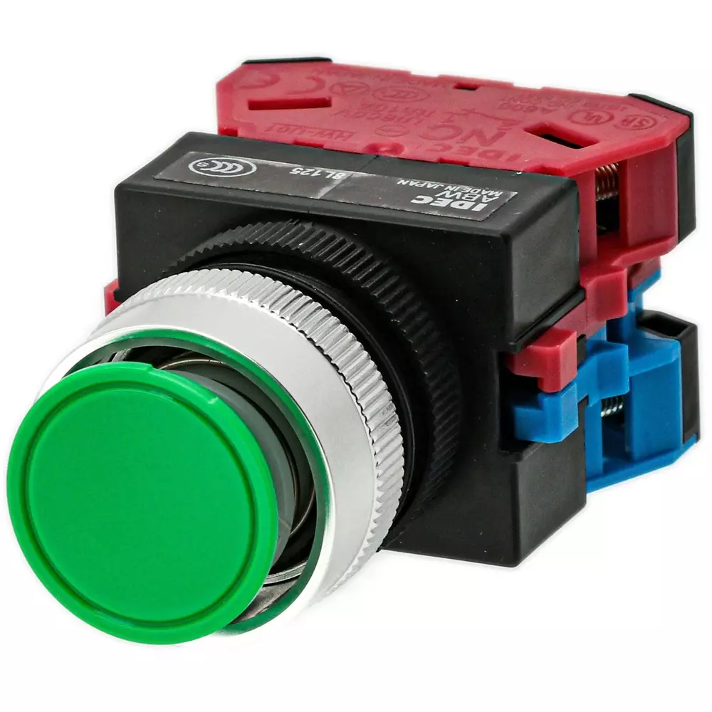 IDEC Diameter 22 Tw Series Push Button Switch Flat Type 1A1B Screw Terminal Green, Abw111G