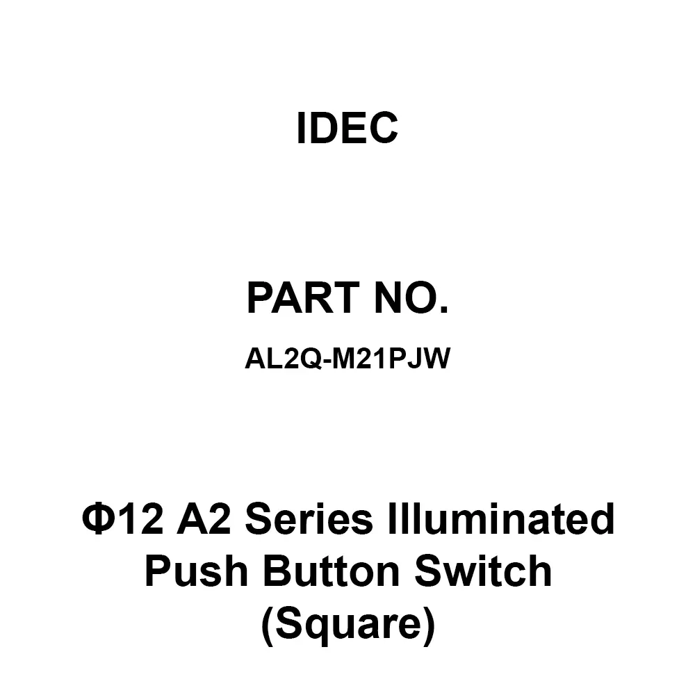 IDEC Φ12 A2 Series Illuminated Push Button Switch (Square) 2C Solder Terminal 250 V, AL2Q-M21PJW