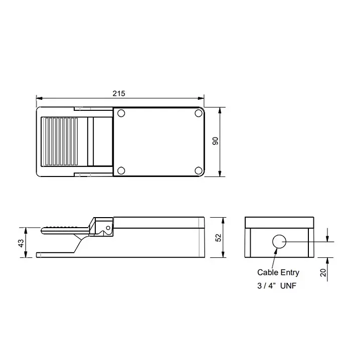 JAIBALAJI Foot Switch without Guard 2NO+2NC Contact 600 V AC Insulation Voltage 15 Amp Thermal Current, JBMS-36
