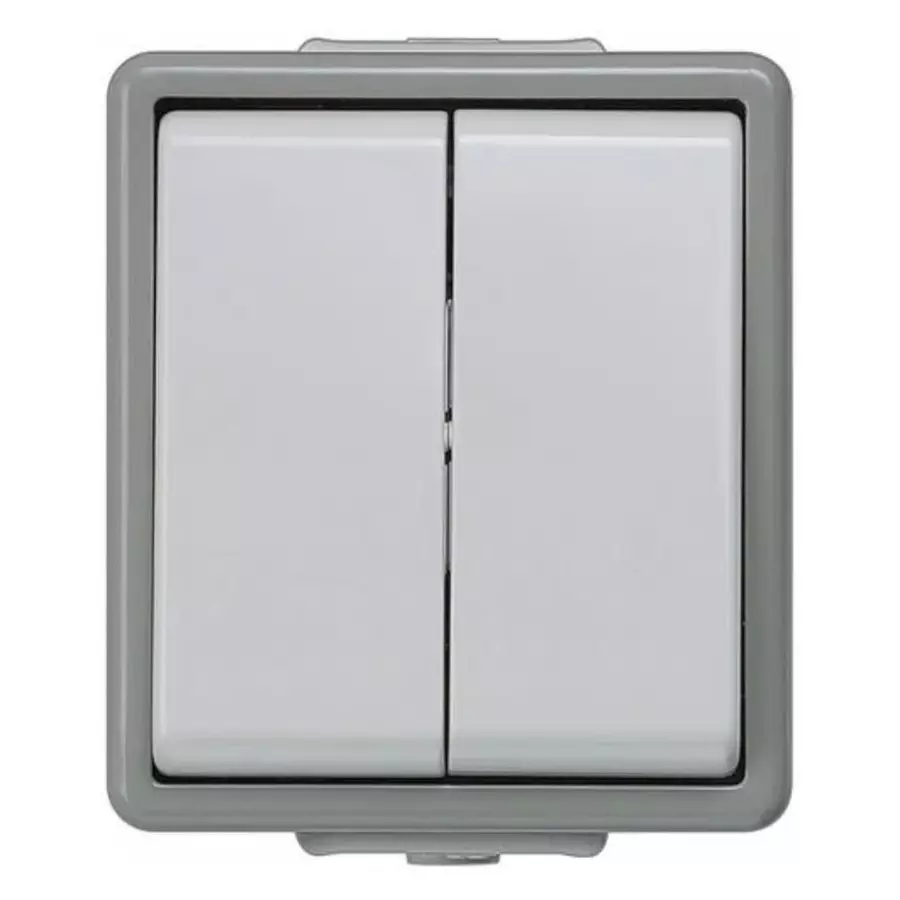 Siemens Grey Rocker Light Switch, 2 Way, 2 Gang, Delta, 5TA4708