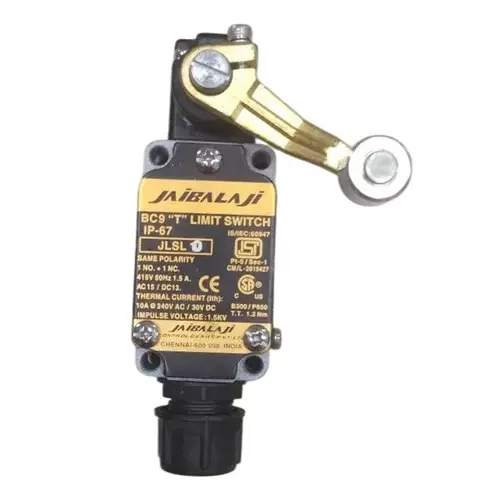 JAIBALAJI BC9 Series Oil Tight Limit Switch With Roller Lever 50 mm Offset 2 NO + 2 NC Contact, JLSL 0