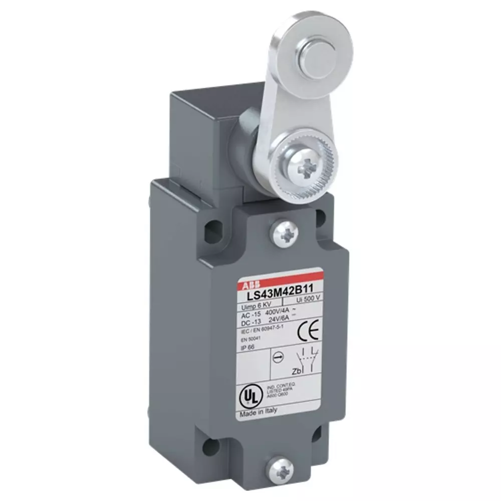 ABB Roller Limit Switch, IP66, Zinc Alloy Housing, 600 V AC Max, 10A Max, 1SBV011642R1211 LS43M42B11