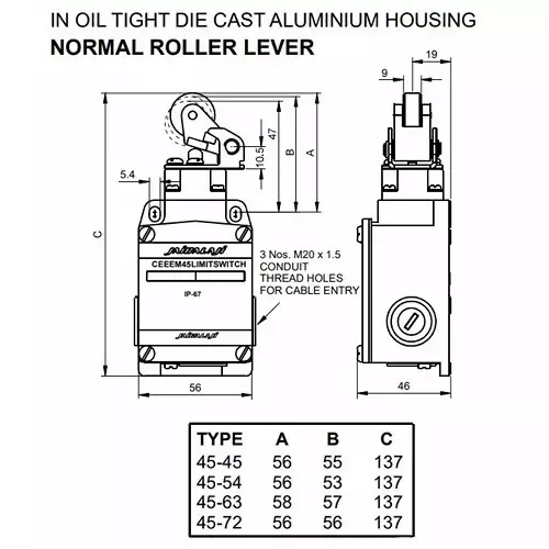jai-balaji-cee-em-45-series-limit-switch-with-normal-roller-lever-snap-action-1no-1nc-contact-10-amp-continuous-current-45-54-pack-of-10