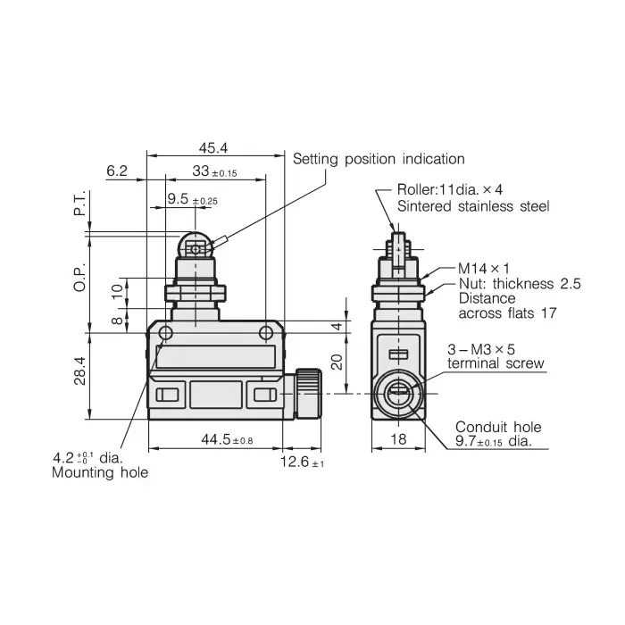 Azbil Compact Horizonal Limit Switch 11.8 N Roller Plunger-Without Cable, SL1-A