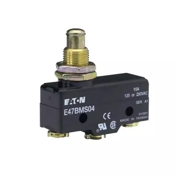 EATON Limit Switch Non-Illuminated Screw Termination 15 & 6 Amp Plunger Actuator 30 V DC, E47BMS04