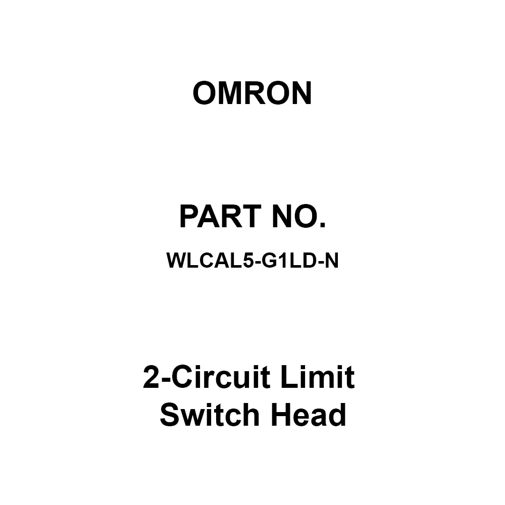 Omron 2-Circuit Limit Switch Head 100 mΩ Or More with DC 500 V, WLCAL5-G1LD-N