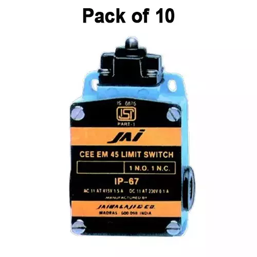jai-balaji-cee-em-45-series-limit-switch-with-push-rod-extended-stroke-1no-1nc-contact-10-amp-continuous-current-45-27-pack-of-10